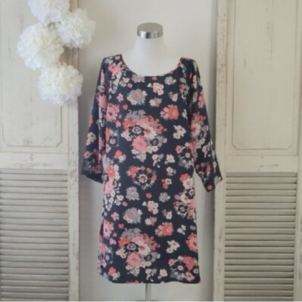 Joie Floral Black and Pink Dress